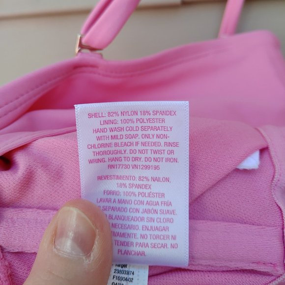 Xhilaration Pink Bikini Top Graphic "Babe" Bandeau Crop Style NWT Swimwear - Picture 9 of 9